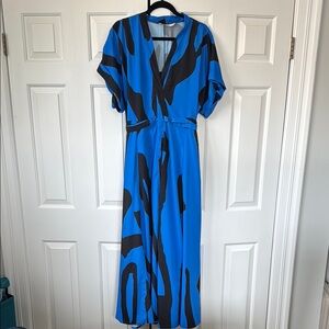 Blue and Black Patterned Women's Dress